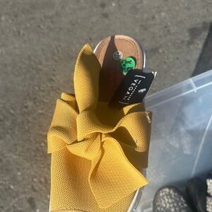 Bernie Mev Yellow Twist Bow Slide Sandal - Vegan